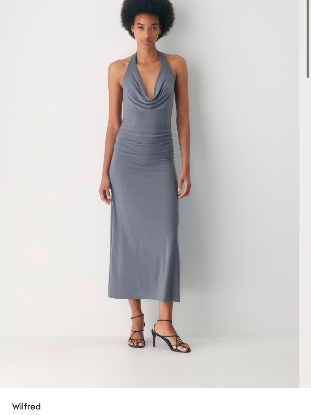 Wilfred Gray Halter Cowl Maxi Dress